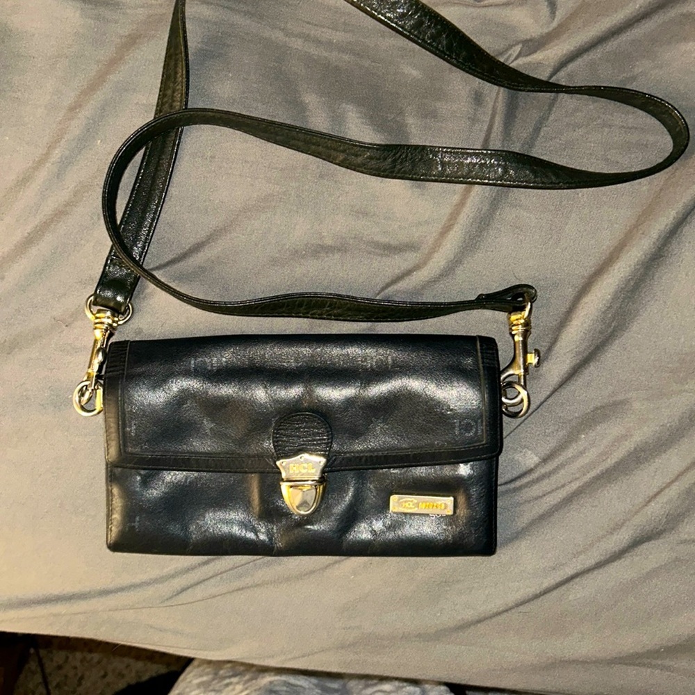 Vintage HCL leather crossbody logo purse